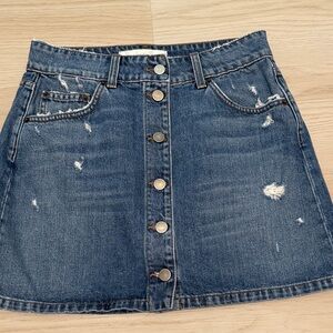 Denim Button-Front Skirt by Reformation 28